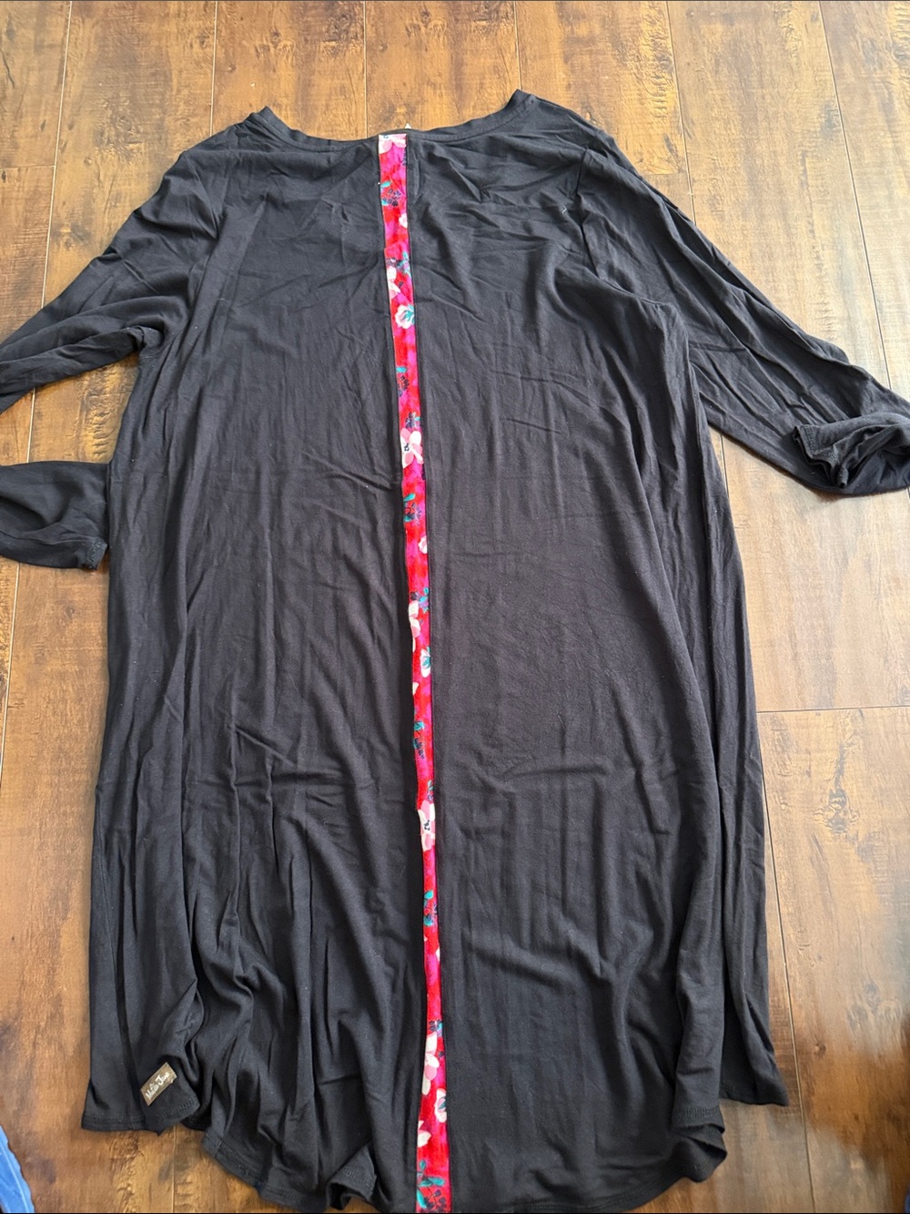 Matilda Jane Black Long Sleeve Tunic Dress with Pink and Red Floral Back Trim